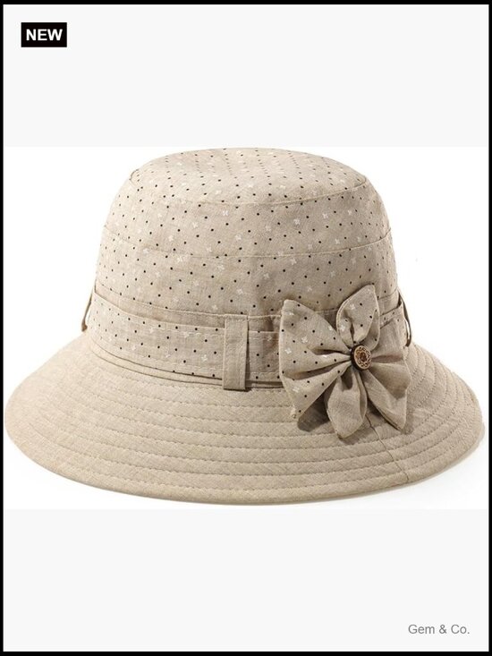 Vintage Cloche Floral Fedora Bucket Hat Foldable Wide Brim UPF 30